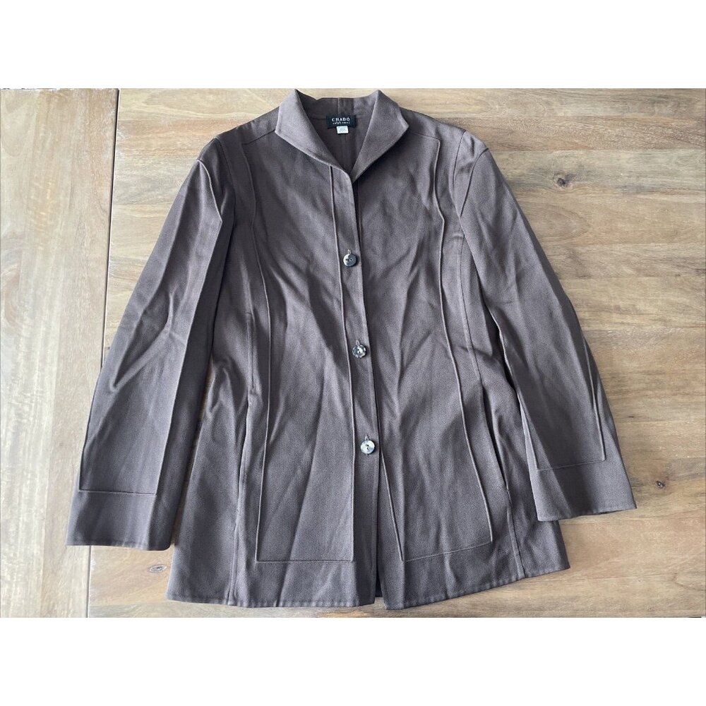 Chado Ralph Rucci 100% Wool Jacket Size Small? Brown Desiger Luxury Knit Coat